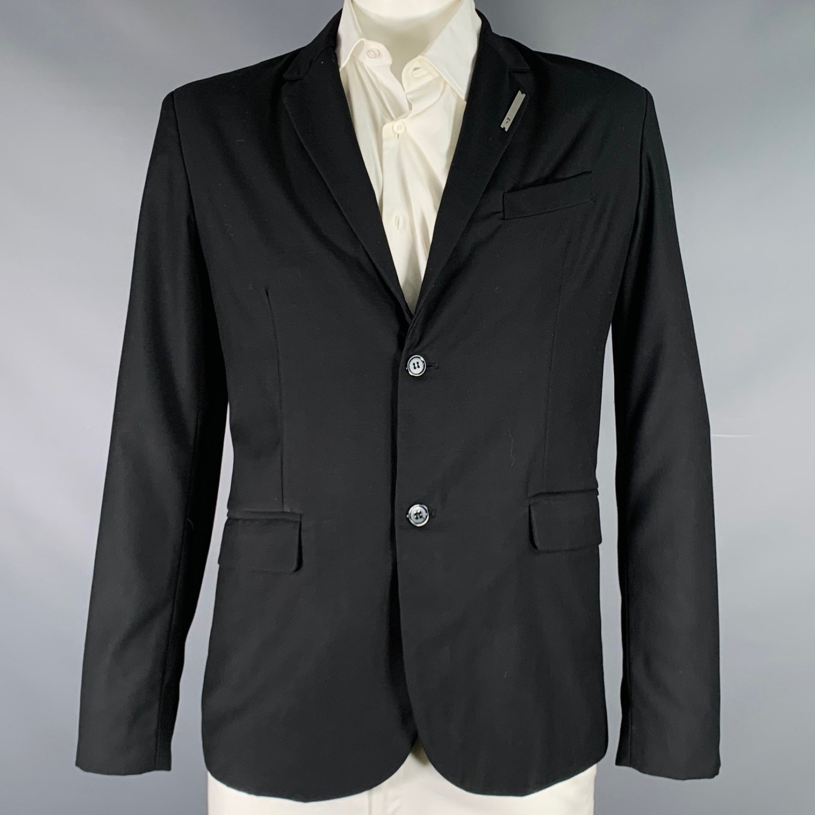 Heliot Emil Size Xl Black Polyester Blend Open Back Sport Coat
